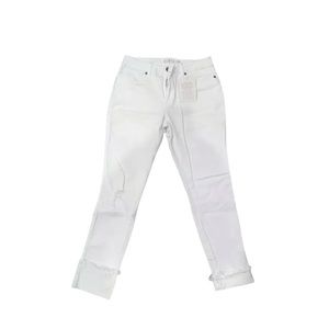 NWT Boston Proper White Jean Pant Cuffed Lightly Distressed Size 6